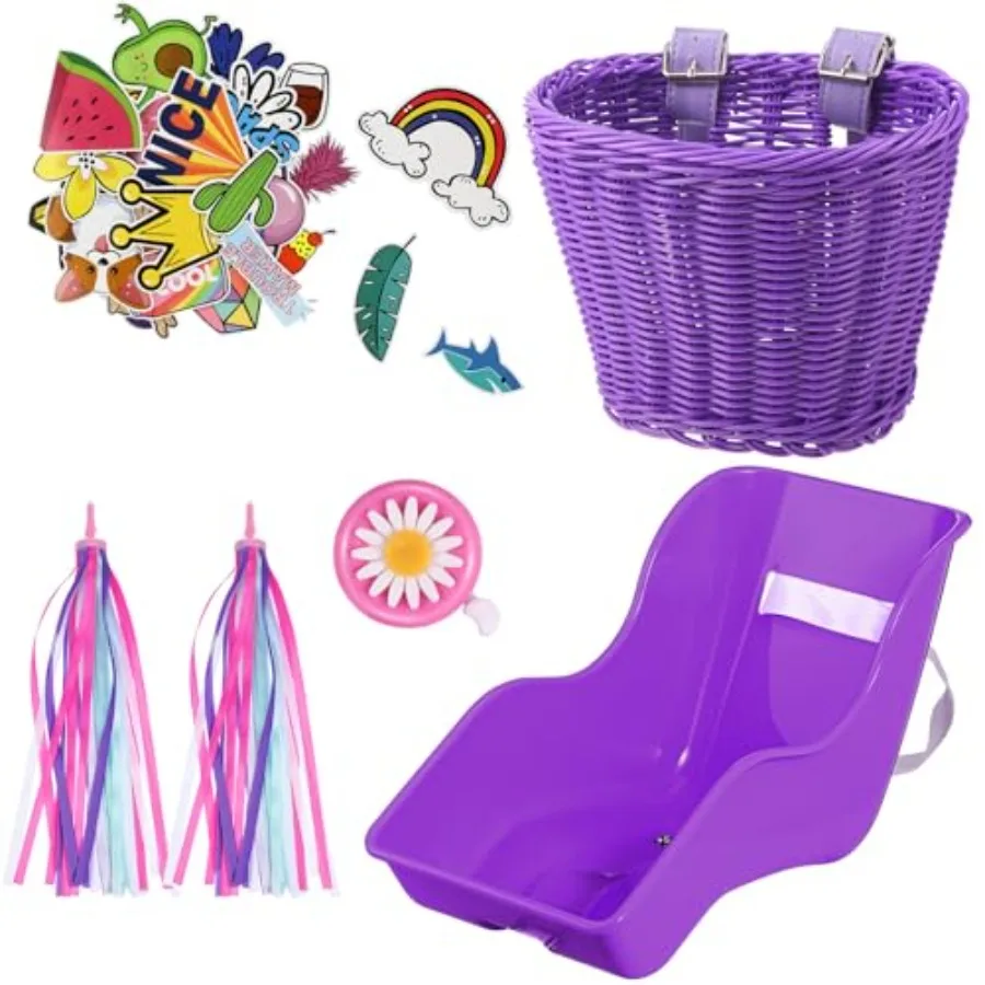Doll Bike Seat with 28 Pcs Stickers Decals Bicycle Basket for Handlebar Streamers Colorful Ribbons Tassel Daisy Bike Bell for G
Doll Bike Seat with 28 Pcs Stickers Decals Bicycle Basket for Handlebar Streamers Colorful Ribbons Tassel Daisy Bike Bell for G