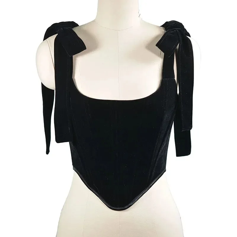Women's Velvet Corset Bustier with Bowknot & Lace Up, Boned Bodice for Waist Slimming & Breast Shaping
Women's Velvet Corset Bustier with Bowknot & Lace Up, Boned Bodice for Waist Slimming & Breast Shaping