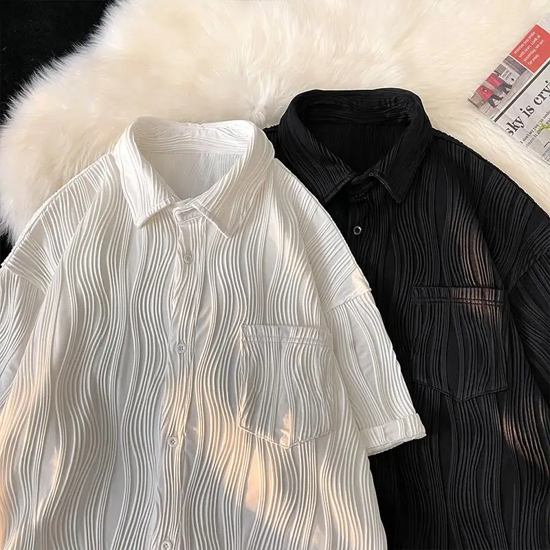 Summer Thin Men's Striped Ice Silk Short Sleeve Shirt Tide Brand Large Size Loose Casual Top Black White Grey 4XL 5XL
Summer Thin Men's Striped Ice Silk Short Sleeve Shirt Tide Brand Large Size Loose Casual Top Black White Grey 4XL 5XL