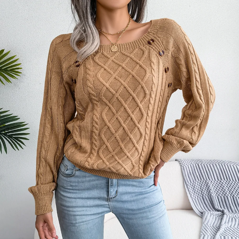 Women's Knitted Square Collar Pullover, Long Sleeve Tops, Casual Loose Sweaters, Monochromatic, Autumn, Winter, 2023
Women's Knitted Square Collar Pullover, Long Sleeve Tops, Casual Loose Sweaters, Monochromatic, Autumn, Winter, 2023