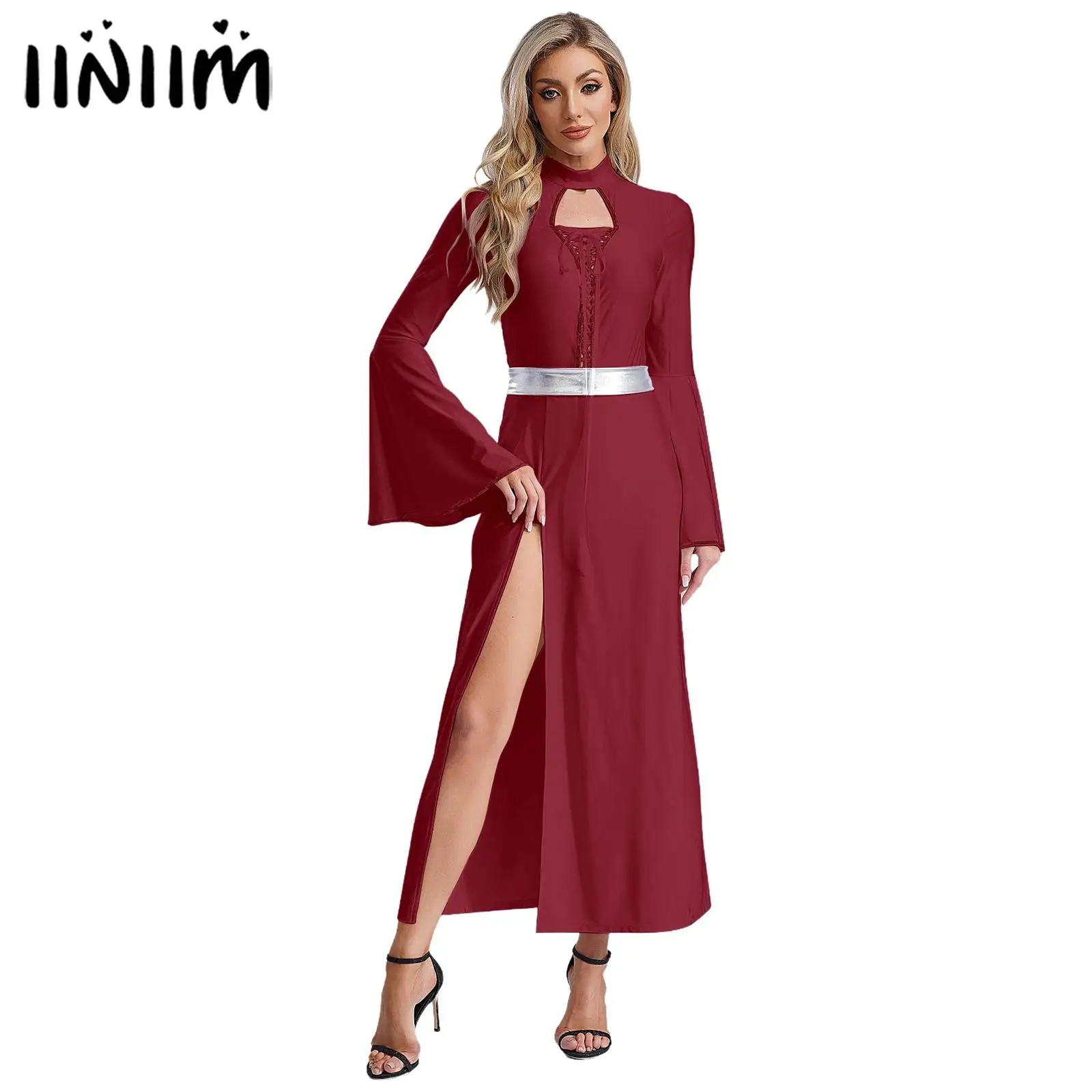 Womens Halloween Carnival Cosplay Costume Sequins Medieval Robe with Belt Dress Up Party Costume Long Sleeve Lace-up Slit Dress
Womens Halloween Carnival Cosplay Costume Sequins Medieval Robe with Belt Dress Up Party Costume Long Sleeve Lace-up Slit Dress