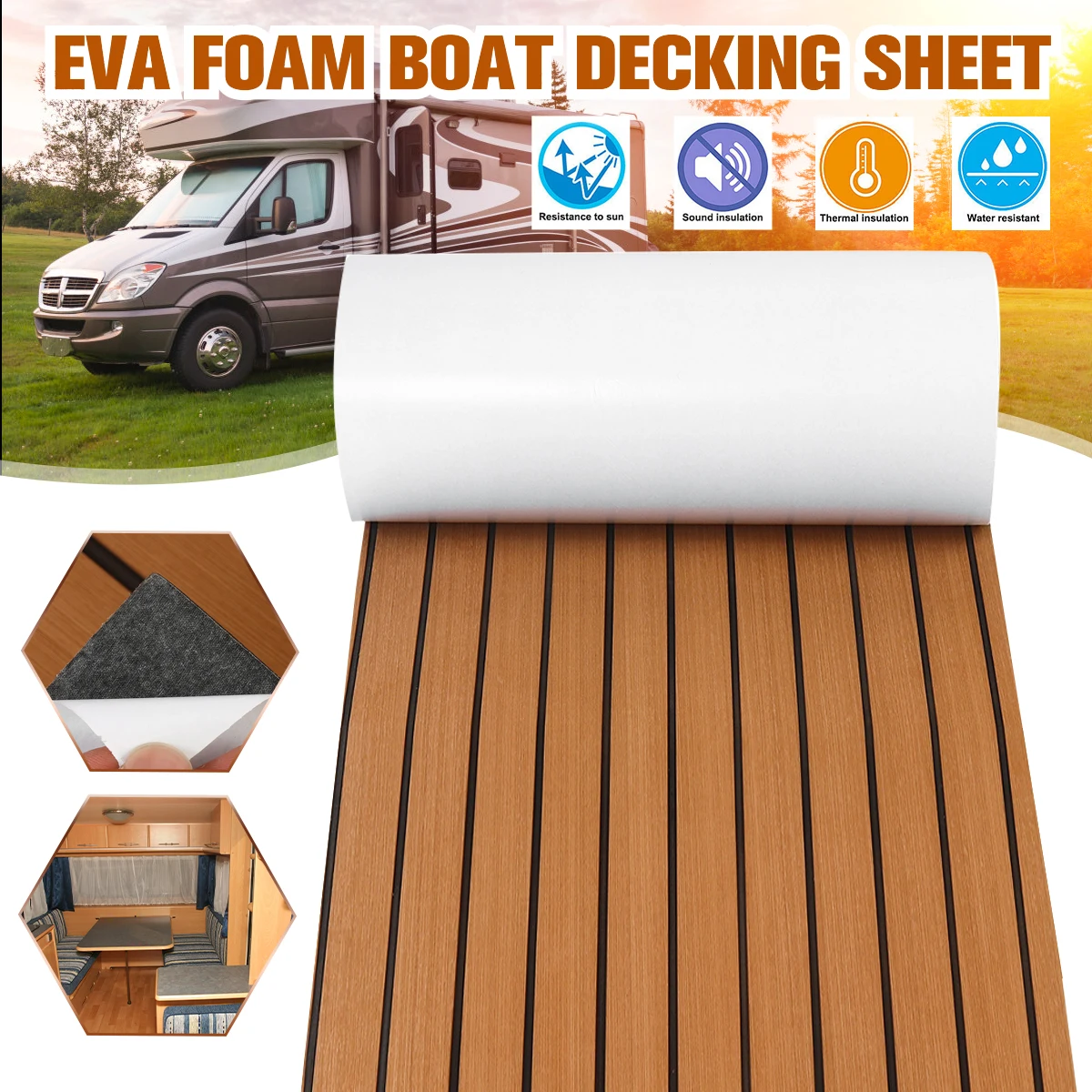 Decking Self Adhesive Boat Mat, EVA Teak Foam Decking Mat, Teak Boats Flooring, Teak Yacht Flooring Washable 240x60x0.6CM
Decking Self Adhesive Boat Mat, EVA Teak Foam Decking Mat, Teak Boats Flooring, Teak Yacht Flooring Washable 240x60x0.6CM