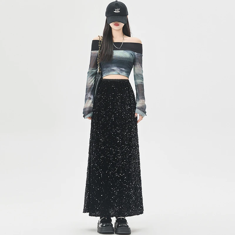 Women's Heavy-duty Glitter Velvet Package Hip Skirt 2024 Autumn New Fish Tail Long Skirt Loose Fit Cover Hips Skirt
Women's Heavy-duty Glitter Velvet Package Hip Skirt 2024 Autumn New Fish Tail Long Skirt Loose Fit Cover Hips Skirt