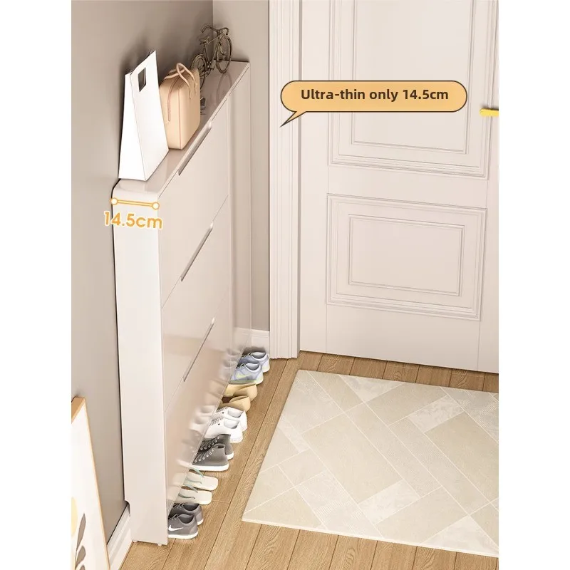 Ultra-thin tipping bucket shoe cabinet is extremely narrow at the door of the household, and the cream wind enters the door. Aft
Ultra-thin tipping bucket shoe cabinet is extremely narrow at the door of the household, and the cream wind enters the door. Aft
