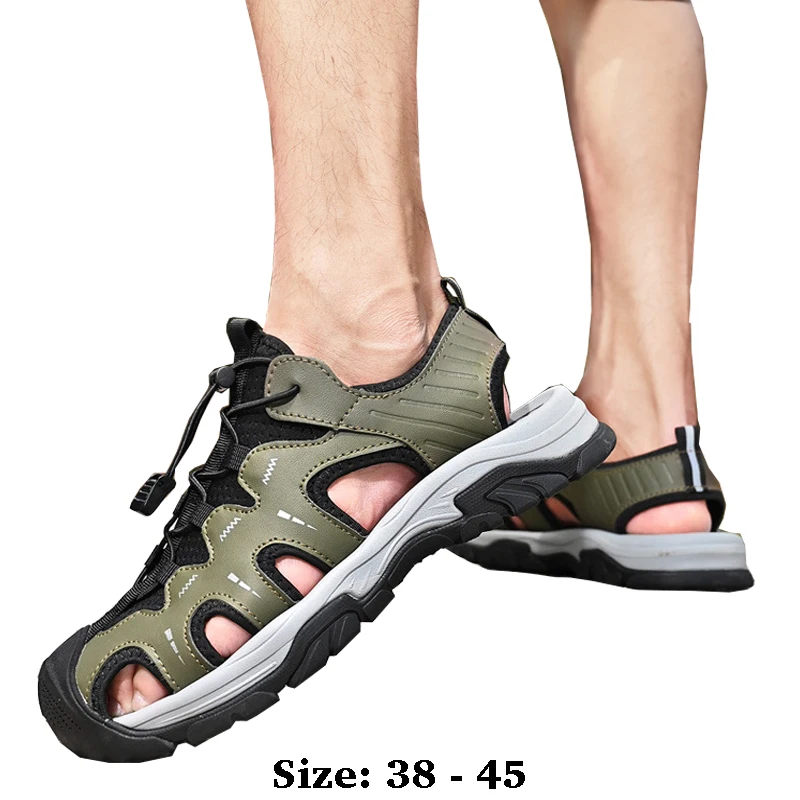 Мужские сандалии на плоской подошве из высококачественной кожи с круглым носком новинка лета 2025 размер 38 45 повседневная обувь для прогулок на открытом воздухе обувь больших размеров бежево-зеленый 
Мужские сандалии на плоской подошве из высококачественной кожи с круглым носком новинка лета 2025 размер 38 45 повседневная обувь для прогулок на открытом воздухе обувь больших размеров бежево-зеленый
