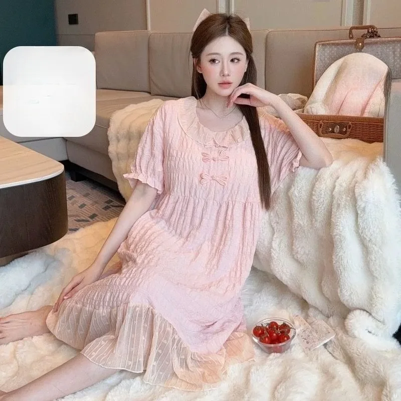 New Summer Models Can Be Worn Outside, Nightgown with Chest Pad Short Sleeves,loose, Light and Breatha Blecourt Style Explosion
New Summer Models Can Be Worn Outside, Nightgown with Chest Pad Short Sleeves,loose, Light and Breatha Blecourt Style Explosion