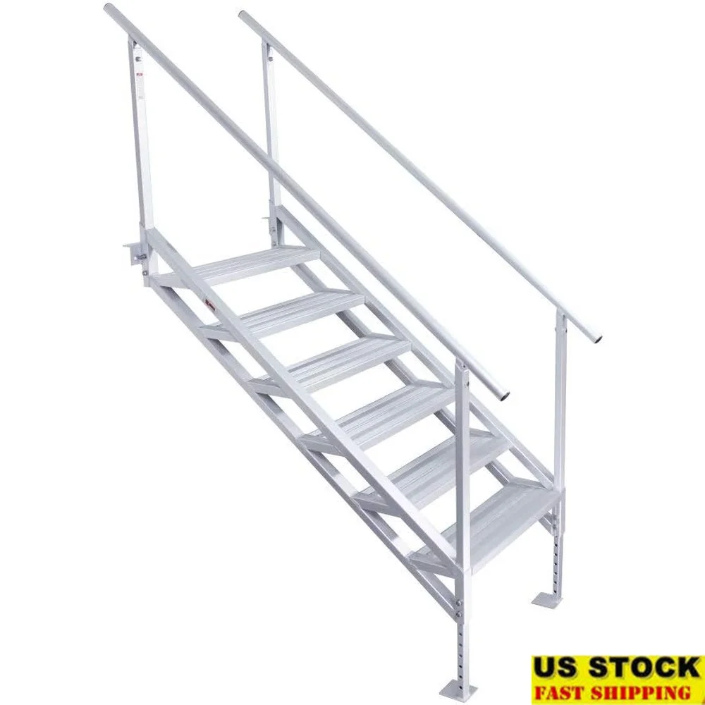 3005.4281 Jumbo Tread Aluminum Dock Stairs with Railing 6 Step Adjustable Legs Durable 500lb Capacity Traction Strips Stable
3005.4281 Jumbo Tread Aluminum Dock Stairs with Railing 6 Step Adjustable Legs Durable 500lb Capacity Traction Strips Stable