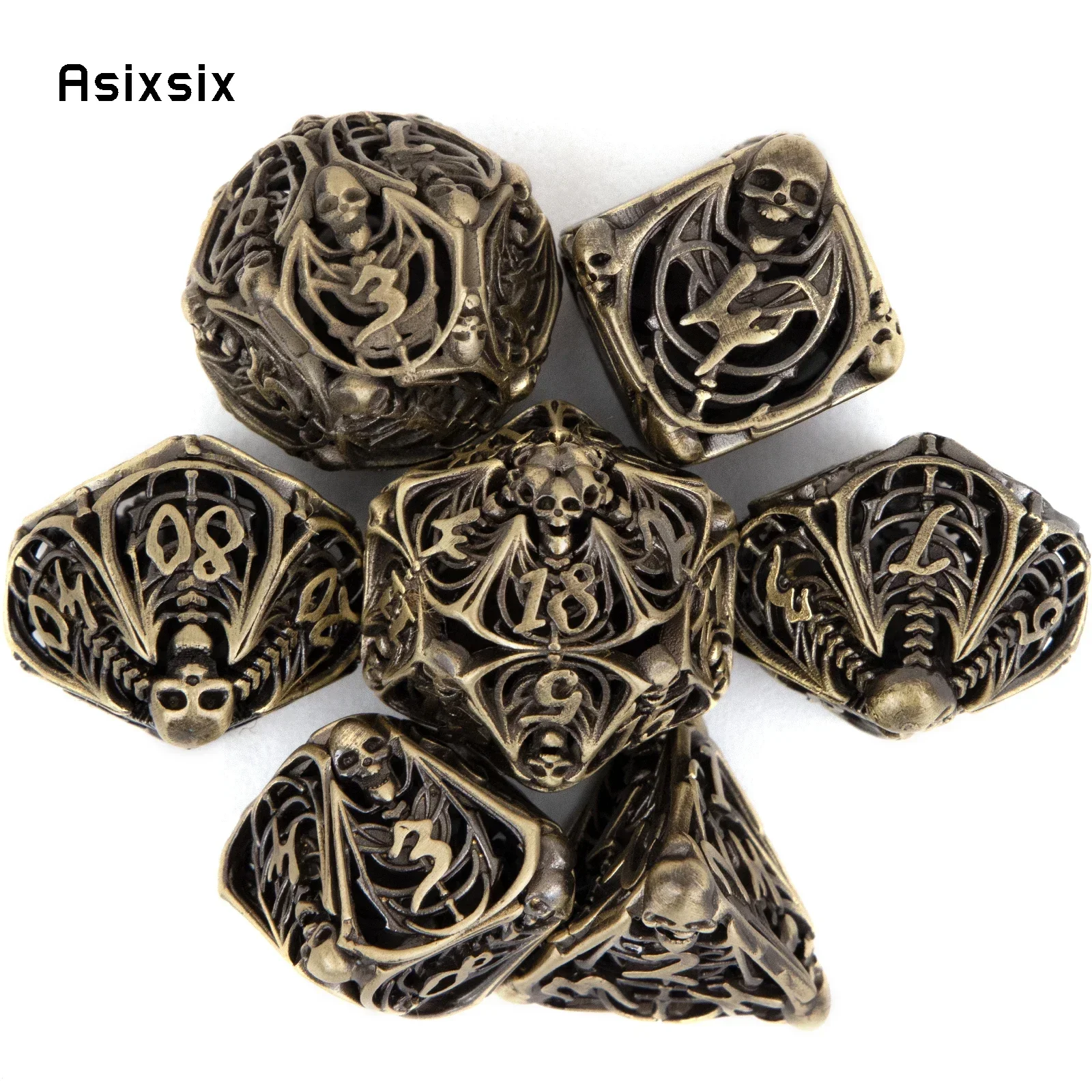 7 Pcs Yellow Skull Metal Dice Hollow Metal Polyhedral Dice Set Suitable For Role-Playing Dice PropBoard Game Gift
7 Pcs Yellow Skull Metal Dice Hollow Metal Polyhedral Dice Set Suitable For Role-Playing Dice PropBoard Game Gift