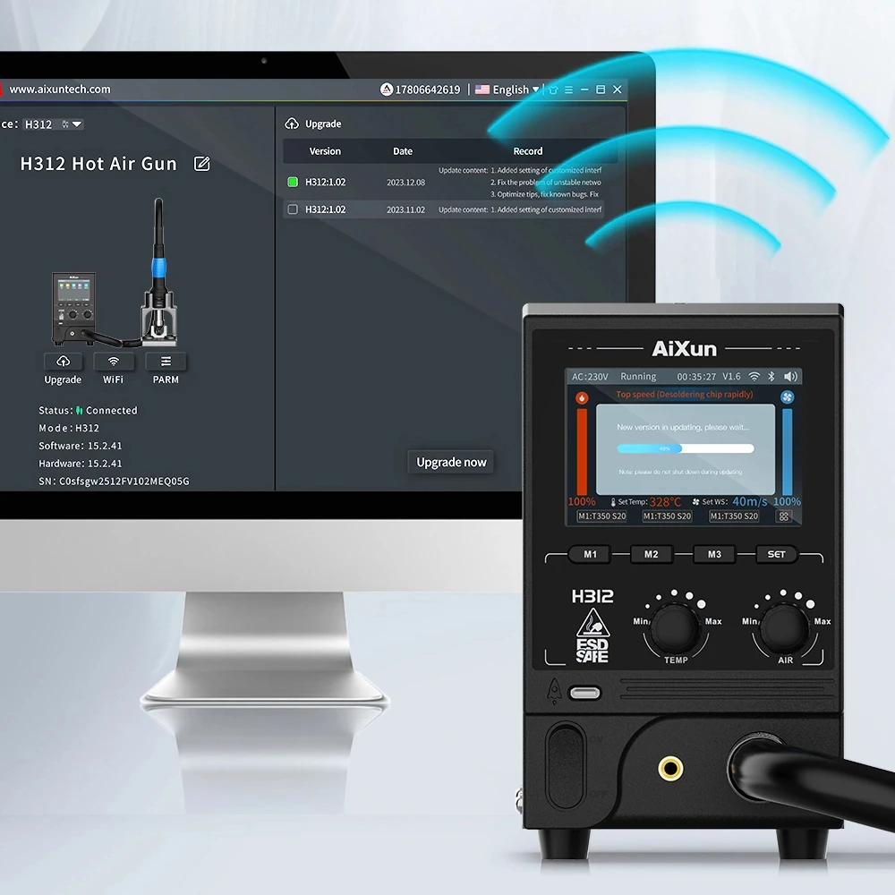 Aixun H312 1400 Вт Станция горячего воздуха с соплом 110/220 В Паяльная станция горячего воздуха Интеллектуальный контроль температуры
Aixun H312 1400 Вт Станция горячего воздуха с соплом 110/220 В Паяльная станция горячего воздуха Интеллектуальный контроль температуры