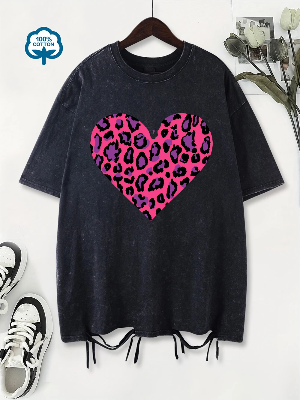 Oversized Washed T-Shirt Women Cotton Pink Leopard Heart Printing T Shirts Summer Comfortable O-Neck Tops Casual Womans Clothes
Oversized Washed T-Shirt Women Cotton Pink Leopard Heart Printing T Shirts Summer Comfortable O-Neck Tops Casual Womans Clothes