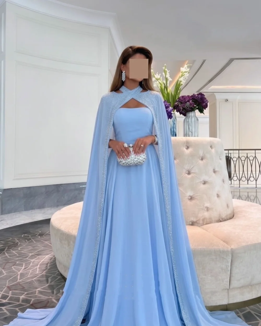 Customized Blue Sparkle Elegant Chiffon Beading Sequined Shawl A-line High Collar Long Dresses Evening Dresses For Wedding Party
Customized Blue Sparkle Elegant Chiffon Beading Sequined Shawl A-line High Collar Long Dresses Evening Dresses For Wedding Party