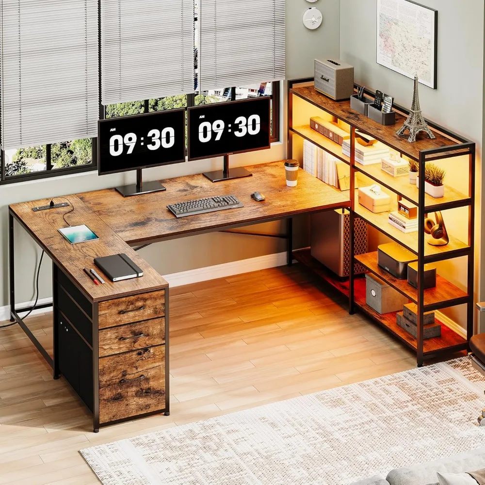 Sedeta L Shaped Desk with Storage Shelves, 64.5'' Reversible U Shaped Office Desk with 3 Fabric Drawers, Gaming Desk with Power
Sedeta L Shaped Desk with Storage Shelves, 64.5'' Reversible U Shaped Office Desk with 3 Fabric Drawers, Gaming Desk with Power