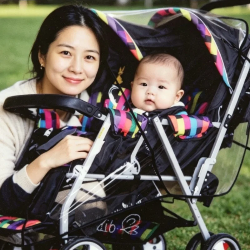 Twin Tandem Stroller Rain Cover Elastic Hem for Two Child Baby Carriage Storm Protection Outdoor
Twin Tandem Stroller Rain Cover Elastic Hem for Two Child Baby Carriage Storm Protection Outdoor
