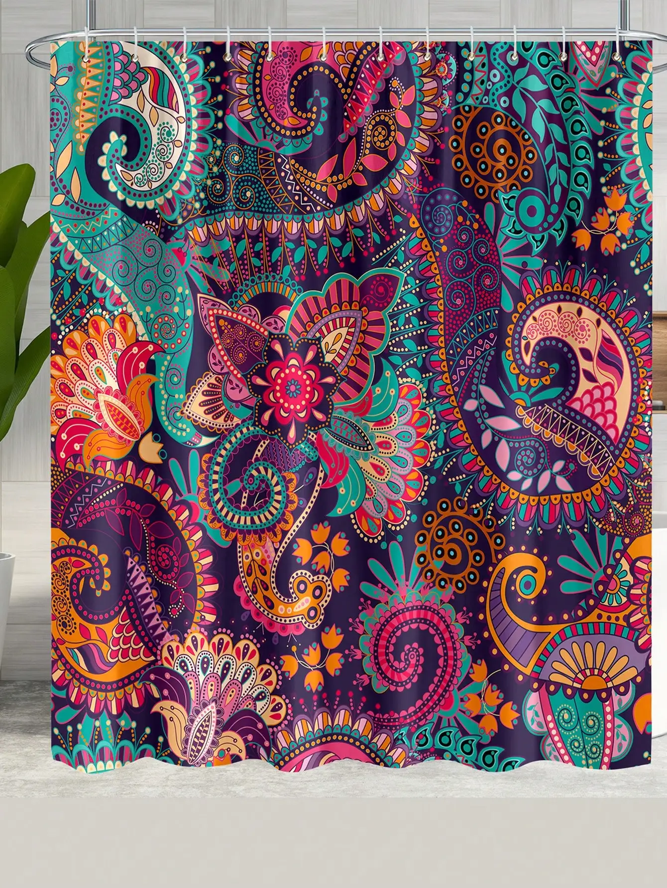 1PC Bohemian Floral Shower Curtain,Bath Curtain,Waterproof Polyester Fabric ,Bathroom Decor,Mandala Shower Curtain With 12 Hooks
1PC Bohemian Floral Shower Curtain,Bath Curtain,Waterproof Polyester Fabric ,Bathroom Decor,Mandala Shower Curtain With 12 Hooks