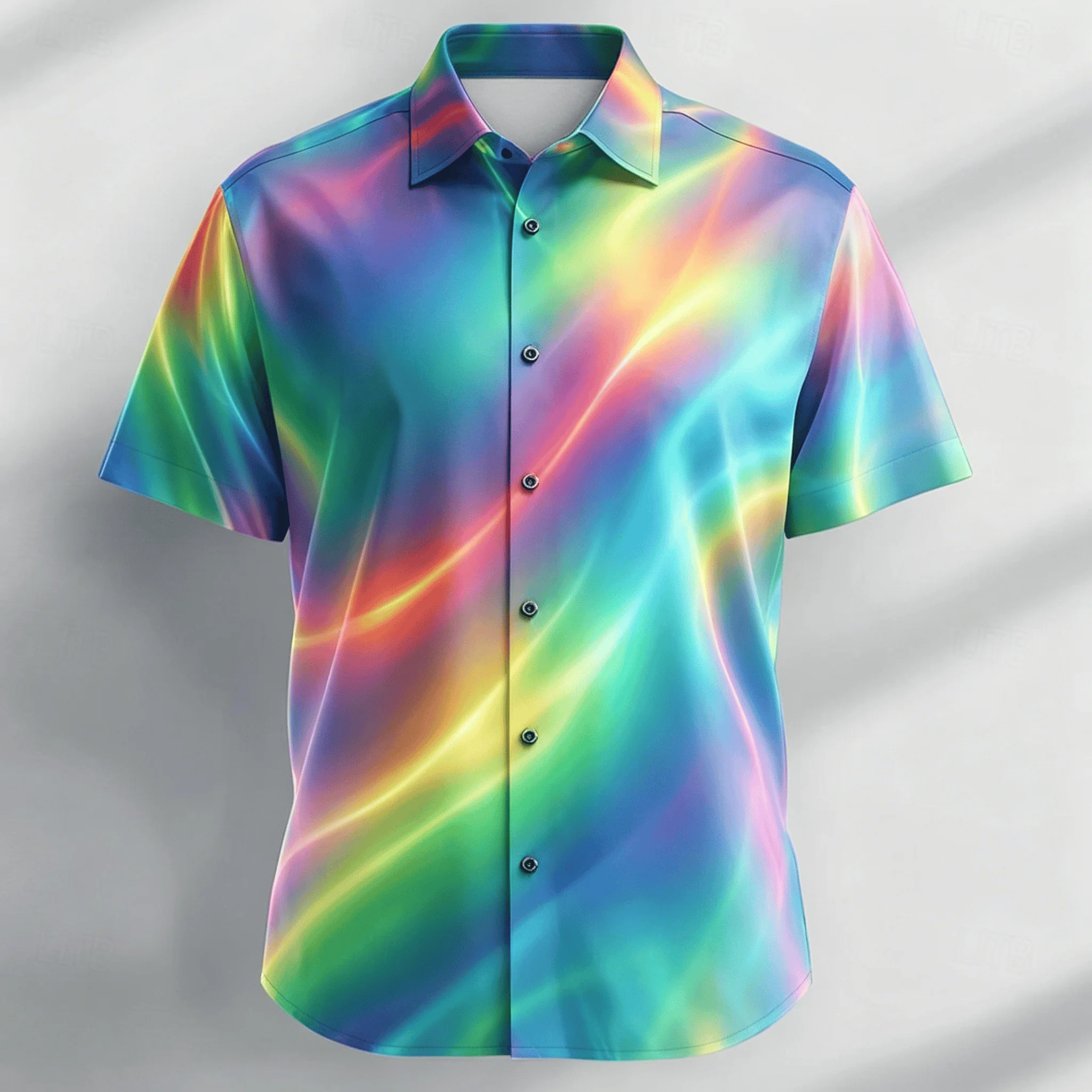 Men's Holographic Neon Wave Print Short Sleeve Shirt, Casual Psychedelic Button Up Shirt for Spring & Summer
Men's Holographic Neon Wave Print Short Sleeve Shirt, Casual Psychedelic Button Up Shirt for Spring & Summer