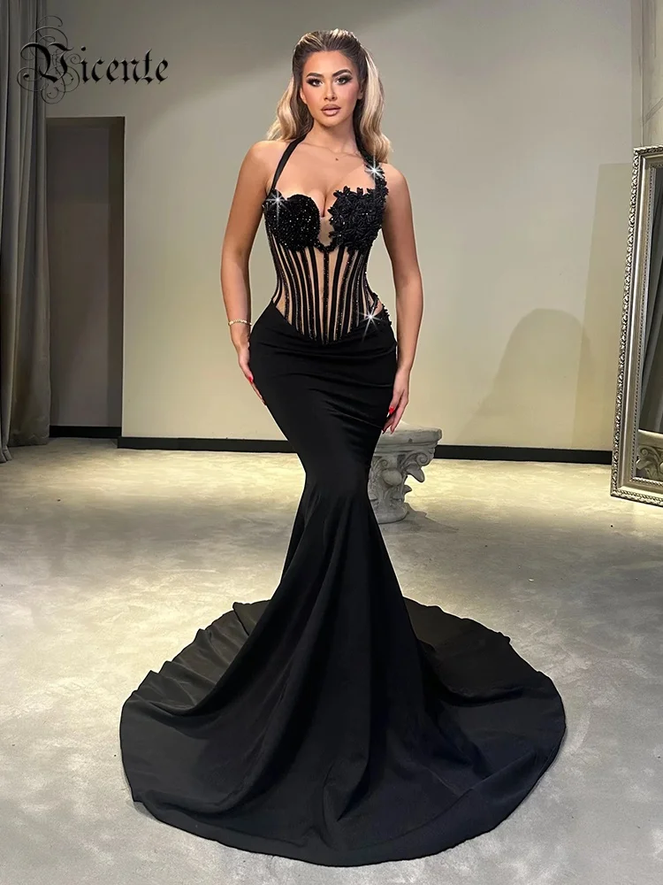 VC Гламурное черное платье-русалка с пайетками и цветочным принтом для вечернего платья Galas
VC Гламурное черное платье-русалка с пайетками и цветочным принтом для вечернего платья Galas