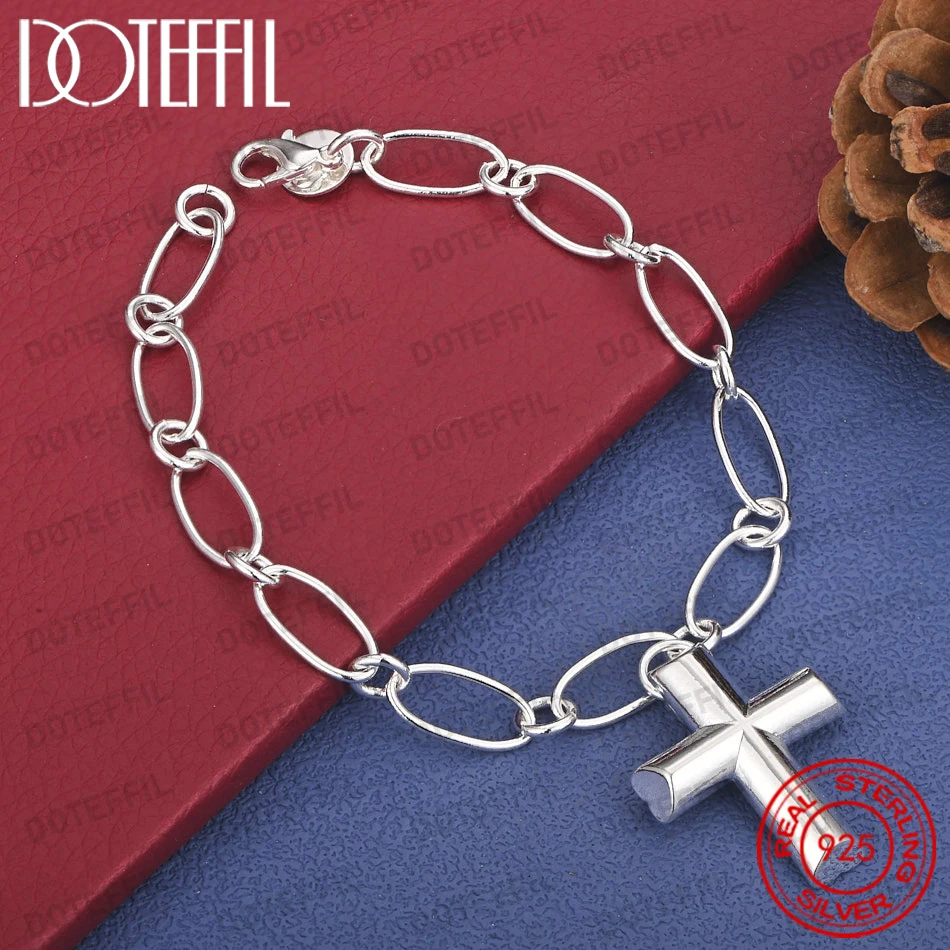 925 Sterling Silver 8-inch Delicate Polished Cross Bracelet for Women, Party Wedding Gift, Jewelry Accessories
925 Sterling Silver 8-inch Delicate Polished Cross Bracelet for Women, Party Wedding Gift, Jewelry Accessories