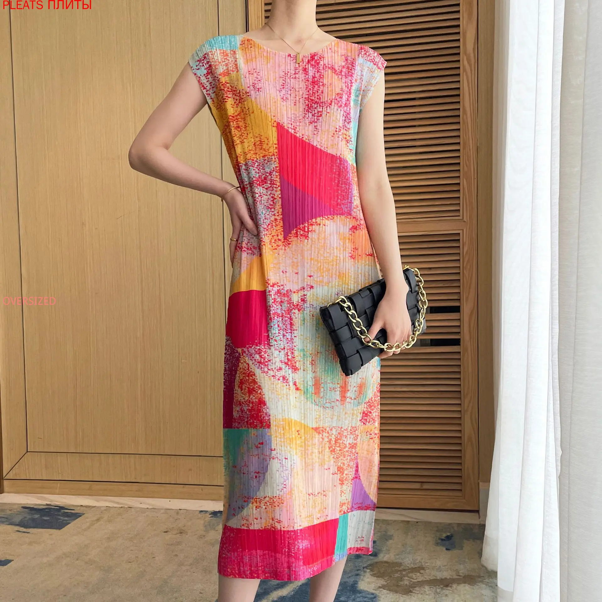 Miyake Pleated Literary Fan Dress for Women, Retro Print Loose Waist, PLEATS Elegant Dress, Summer
Miyake Pleated Literary Fan Dress for Women, Retro Print Loose Waist, PLEATS Elegant Dress, Summer