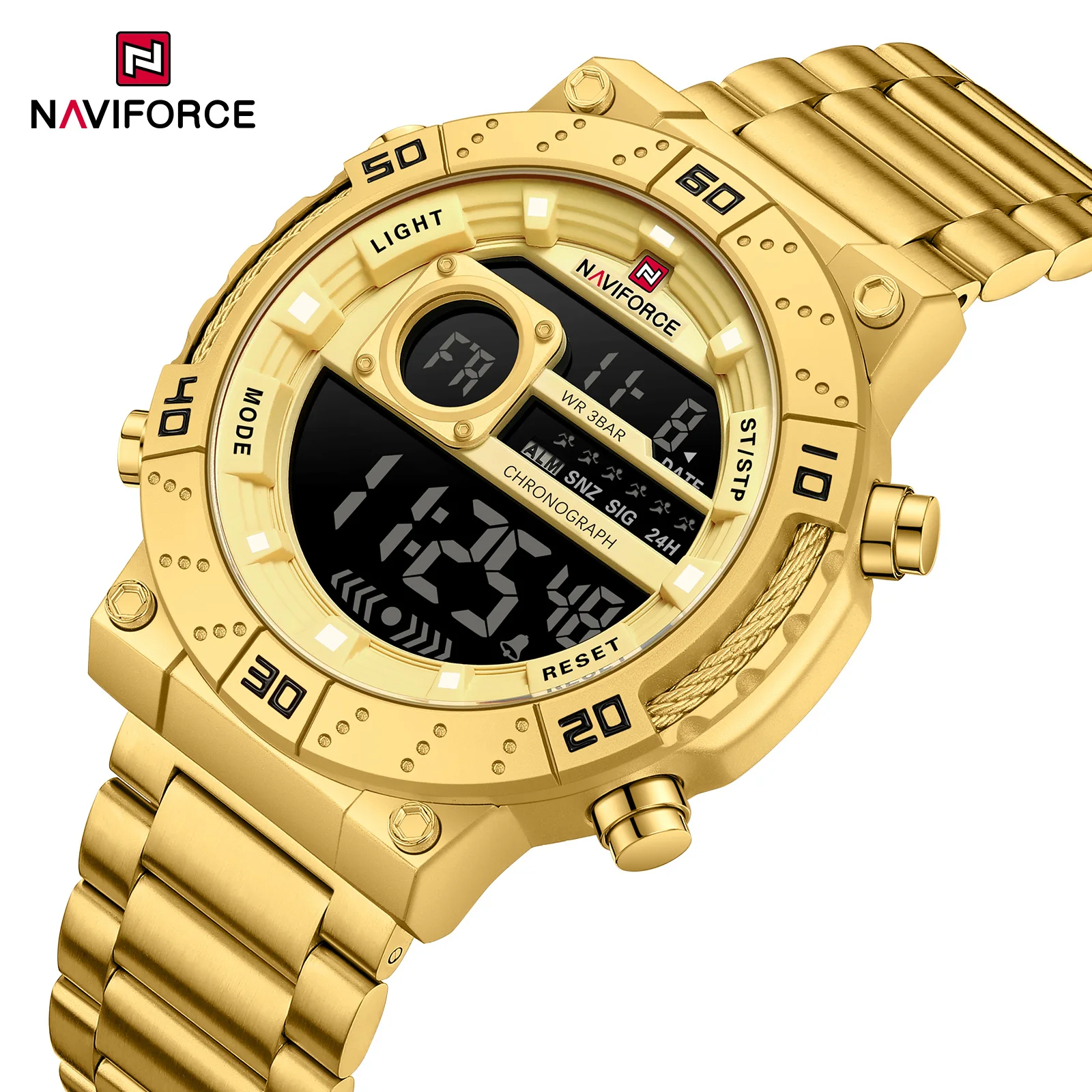 NAVIFORCE Brand Men's Watch Luxury Alarm Luminous Digital Watches Business Waterproof Stainless steel Strap Wristwatch NF9241S
NAVIFORCE Brand Men's Watch Luxury Alarm Luminous Digital Watches Business Waterproof Stainless steel Strap Wristwatch NF9241S