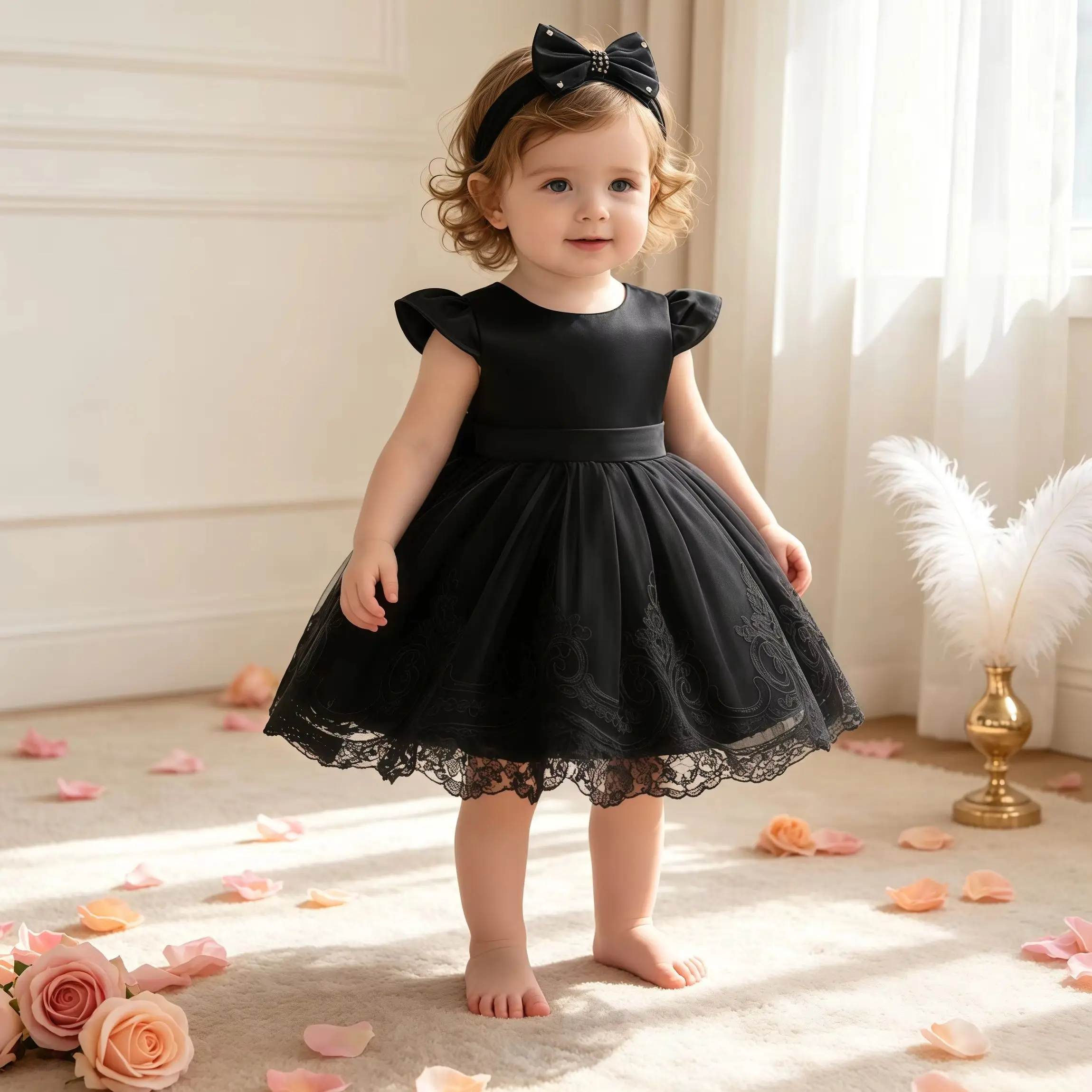 Infant Baby Girls Wedding Flower Kids Dress Headwear Lace Tulle Tutu Dress Bowknot V Back Party Birthday Formal Baptism Dresses
Infant Baby Girls Wedding Flower Kids Dress Headwear Lace Tulle Tutu Dress Bowknot V Back Party Birthday Formal Baptism Dresses