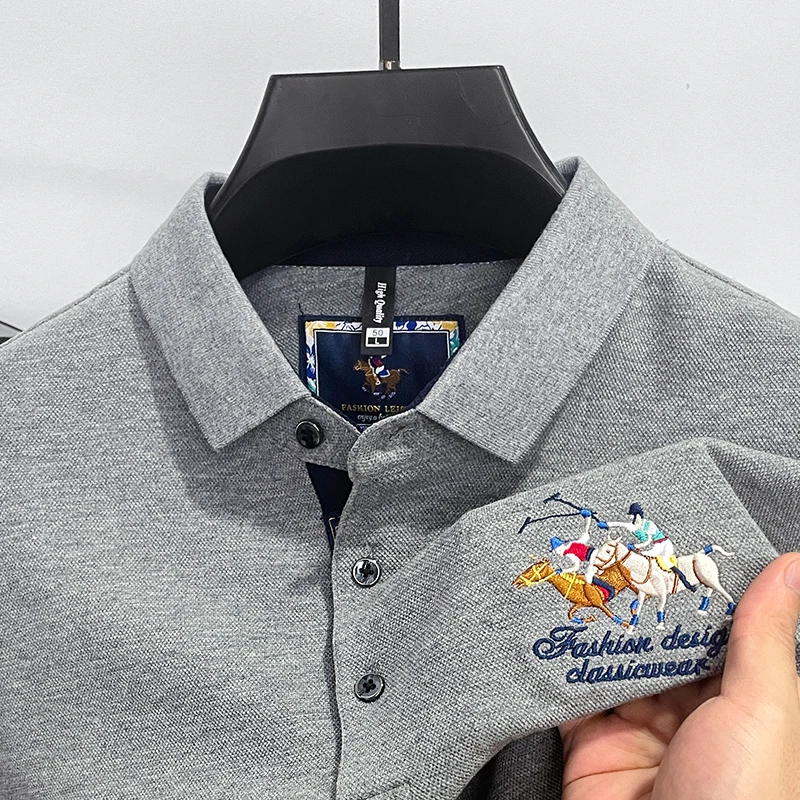 100%cotton Man Original Autumn Hot Long Sleeves Polo Shirt Horse Embroidery Lapel Tops British Style Business Leisure Clothing
100%cotton Man Original Autumn Hot Long Sleeves Polo Shirt Horse Embroidery Lapel Tops British Style Business Leisure Clothing