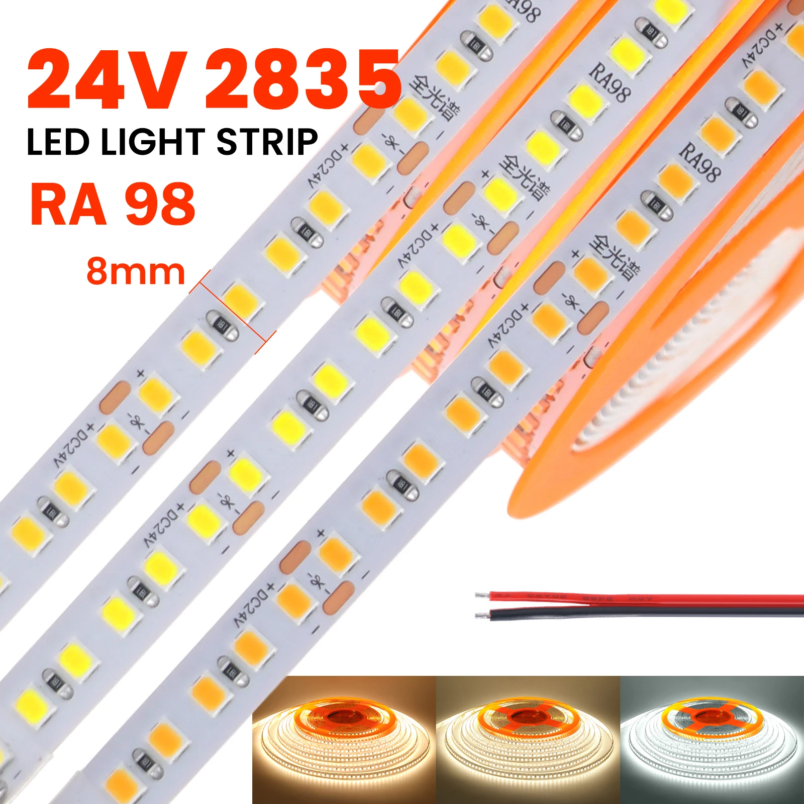 5M/10M RA98 Светодиодная лента 3000K 4000K 6000K 24V SMD 2835 Высокая яркость 180LEDs/M Гибкая лента High CRI для домашнего освещения
5M/10M RA98 Светодиодная лента 3000K 4000K 6000K 24V SMD 2835 Высокая яркость 180LEDs/M Гибкая лента High CRI для домашнего освещения