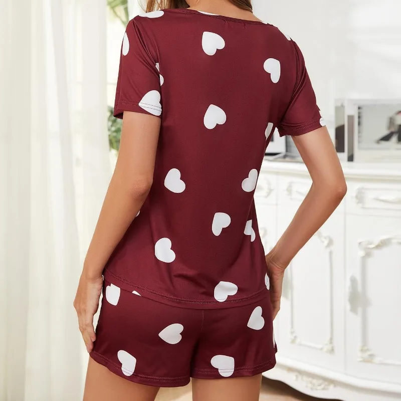 Women's Alluring Heart Loungewear Sleeve Shorts Pajama Coord Breathable Matching Sleepwear European Summer Romance Style
Women's Alluring Heart Loungewear Sleeve Shorts Pajama Coord Breathable Matching Sleepwear European Summer Romance Style