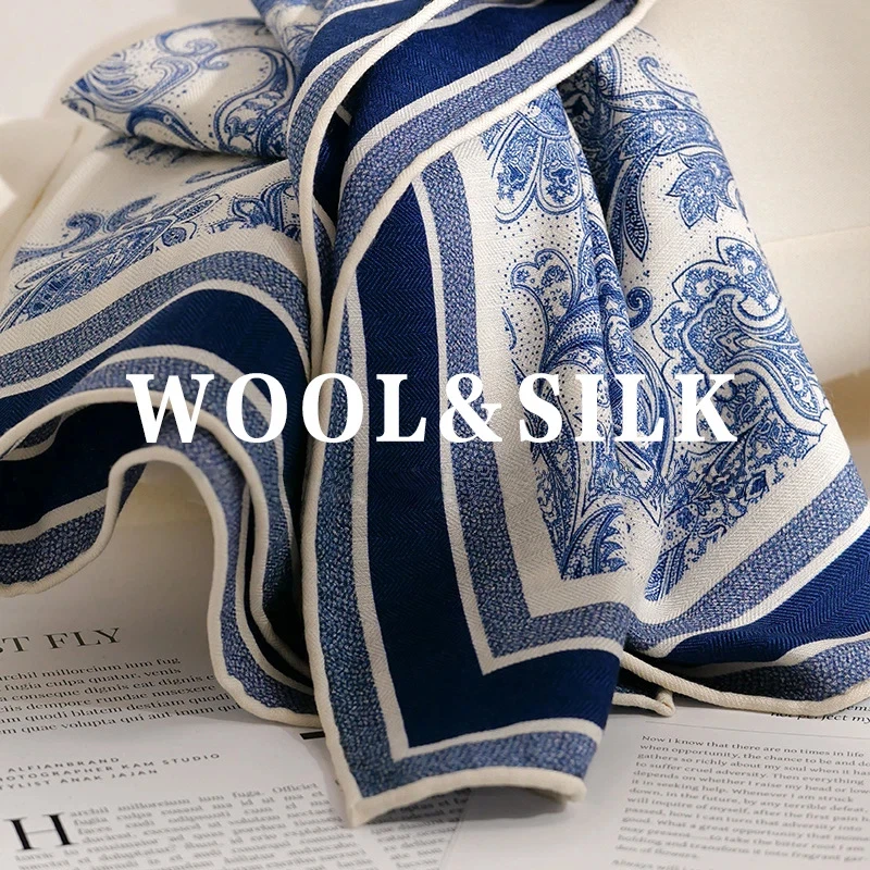 70% Wool 30% Silk Scarf Women Shawls Wraps Elegant Classic Blue Paisley Pattern Square Scarf Female Hijab Ladies Winter Muffler
70% Wool 30% Silk Scarf Women Shawls Wraps Elegant Classic Blue Paisley Pattern Square Scarf Female Hijab Ladies Winter Muffler