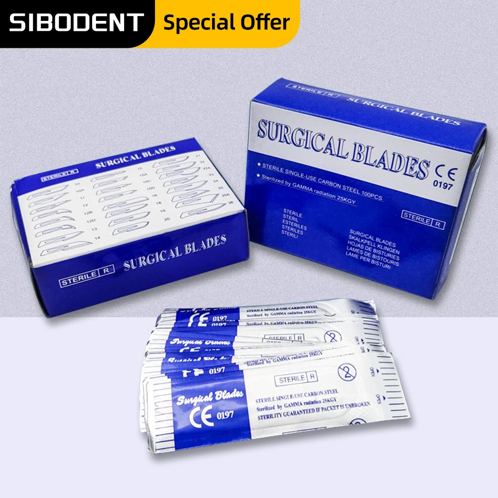 100 unids/caja bisturí quirúrgico cuchillas esterilizadas Material de acero al carbono tamaño 10 # /11 # /15 # Opcional
100 unids/caja bisturí quirúrgico cuchillas esterilizadas Material de acero al carbono tamaño 10 # /11 # /15 # Opcional