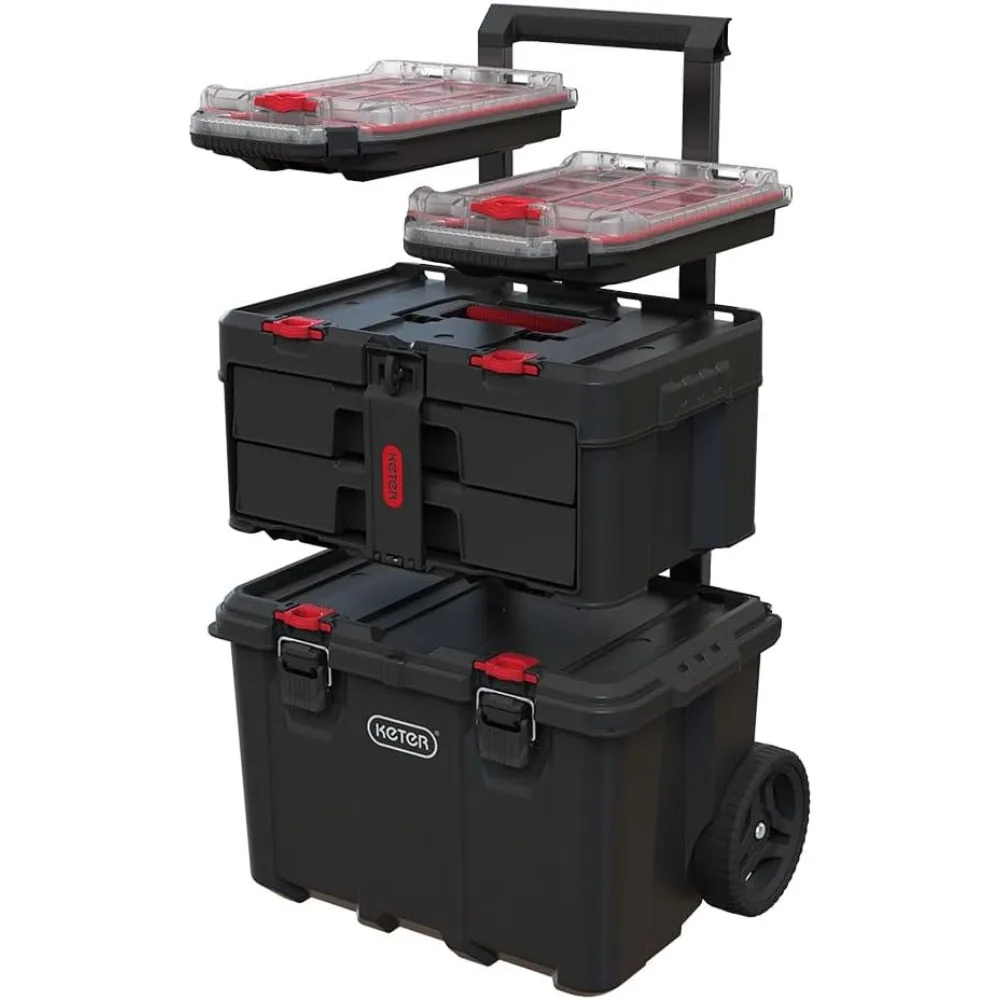 Stack-n-Roll Modular Tools Organizer for Garage Storage and DIY, 4 Piece Resin Rolling Tool Box System for Small Parts, Black 
Stack-n-Roll Modular Tools Organizer for Garage Storage and DIY, 4 Piece Resin Rolling Tool Box System for Small Parts, Black