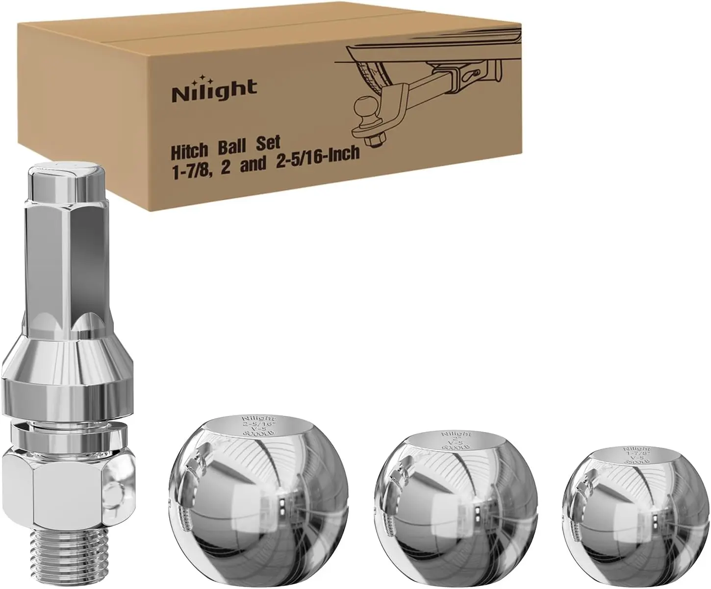 Trailer Hitch Ball 1-7/8", 2", 2-5/16" Chrome, 8000 lbs Capacity, 1" Shank Universal Fit for Boat Trailer Camper
Trailer Hitch Ball 1-7/8", 2", 2-5/16" Chrome, 8000 lbs Capacity, 1" Shank Universal Fit for Boat Trailer Camper