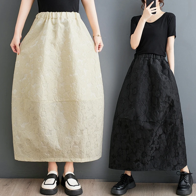 Elegant Retro Chinese Style Embossed Floral Half Skirt Casual Women's Long Skirt Spring Summer High Waist A-Line Skirt
Elegant Retro Chinese Style Embossed Floral Half Skirt Casual Women's Long Skirt Spring Summer High Waist A-Line Skirt