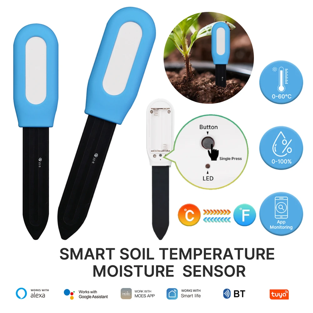 Tuya Smart Bluetooth тестер почвы датчик температуры и влажности термогигрометр для сада детектор орошения фермы
Tuya Smart Bluetooth тестер почвы датчик температуры и влажности термогигрометр для сада детектор орошения фермы