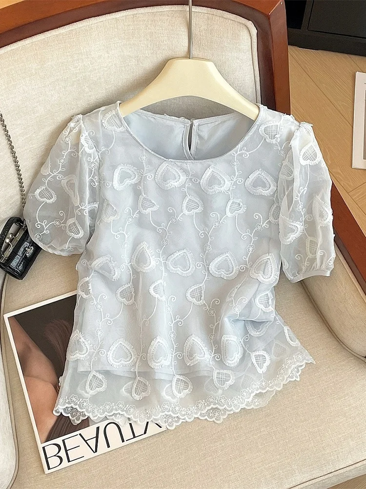 Elegant Short Sleeve Embroidered Shirt Women's Summer High-End Feeling Love Heart Cotton Blend Chiffon Top Fashionable Versat...
Elegant Short Sleeve Embroidered Shirt Women's Summer High-End Feeling Love Heart Cotton Blend Chiffon Top Fashionable Versat...