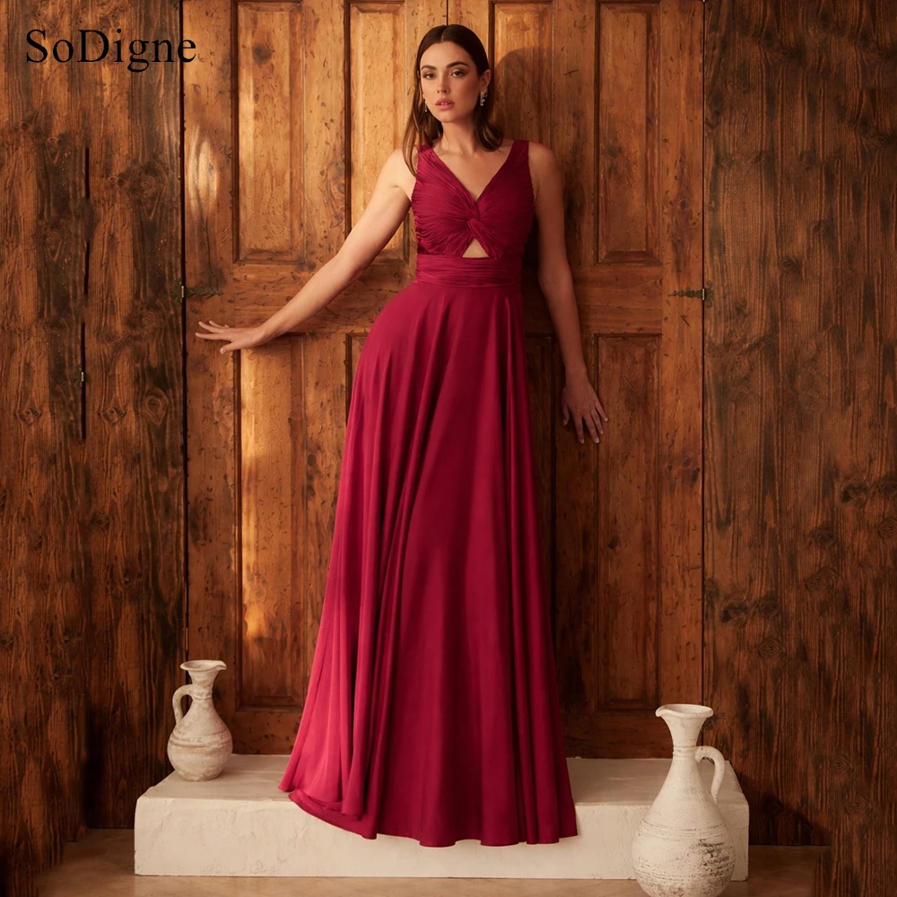 SoDigne Elegant Satin Evening Dresses Pleats V-Neck Sleeveless Party Dress Draped A-Line Prom Gowns Customized
SoDigne Elegant Satin Evening Dresses Pleats V-Neck Sleeveless Party Dress Draped A-Line Prom Gowns Customized
