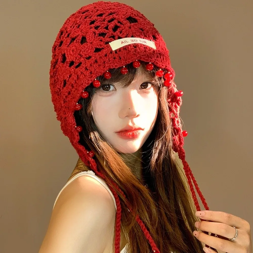 Cute Handmade Crochet Tassels Cap Hollow Y2k Knitted Beanies Caps Pearls Sweet Weave Basin Hats Streetwear
Cute Handmade Crochet Tassels Cap Hollow Y2k Knitted Beanies Caps Pearls Sweet Weave Basin Hats Streetwear