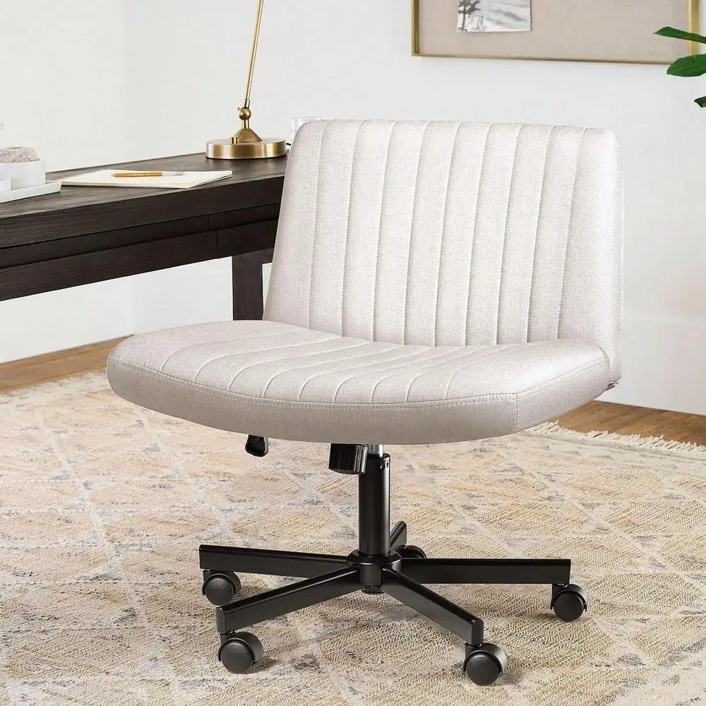 Wide Armless Cross Office Chair, Fabric Padded Seat With Wheels, 120° Rocking Swivel Mid Back Computer Chair
Wide Armless Cross Office Chair, Fabric Padded Seat With Wheels, 120° Rocking Swivel Mid Back Computer Chair