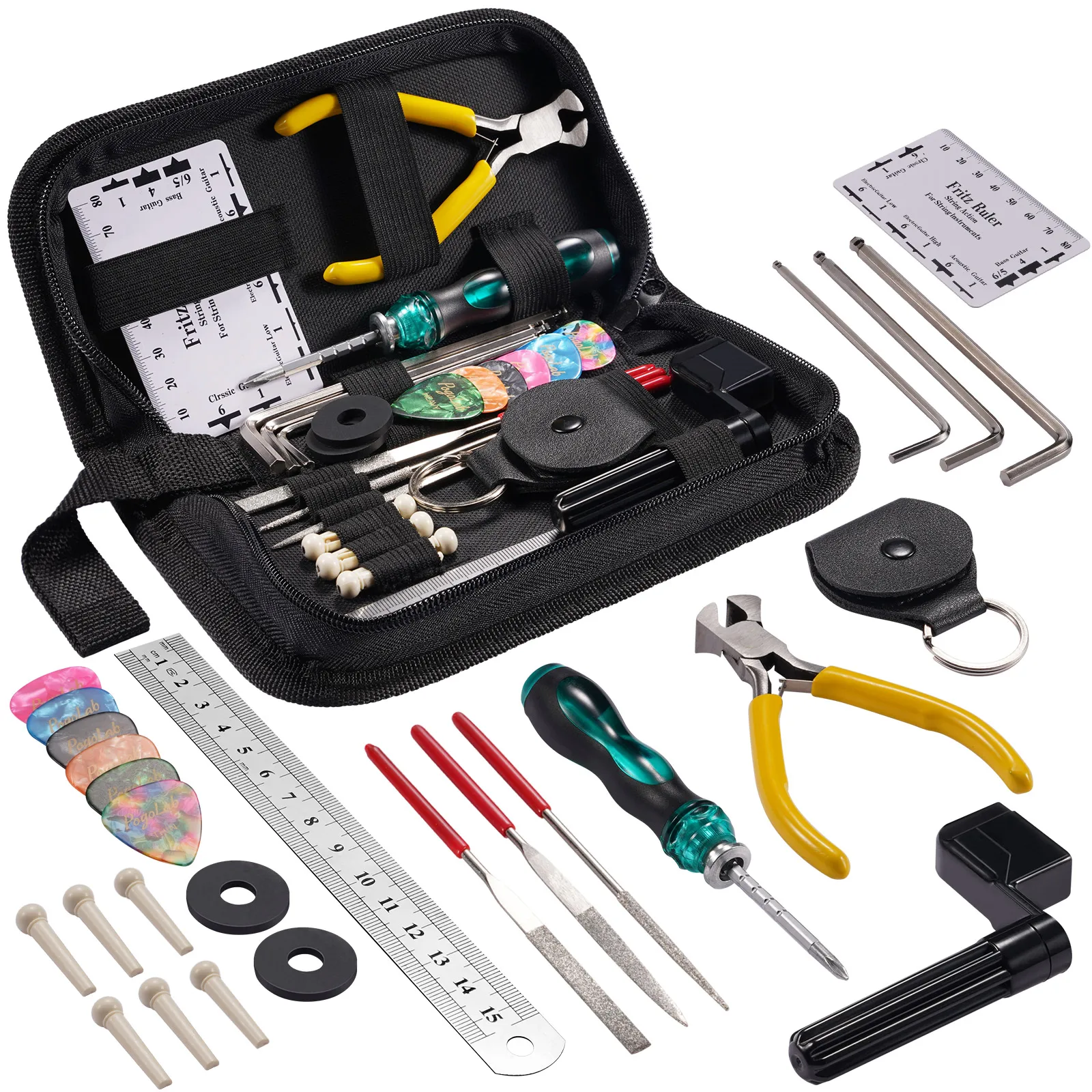 Repair Tool Kit Tools Stage Audio Organizer Action Ruler Gauge Measuring Tool File Hex wrench Screwdriver Steel ruler String
Repair Tool Kit Tools Stage Audio Organizer Action Ruler Gauge Measuring Tool File Hex wrench Screwdriver Steel ruler String
