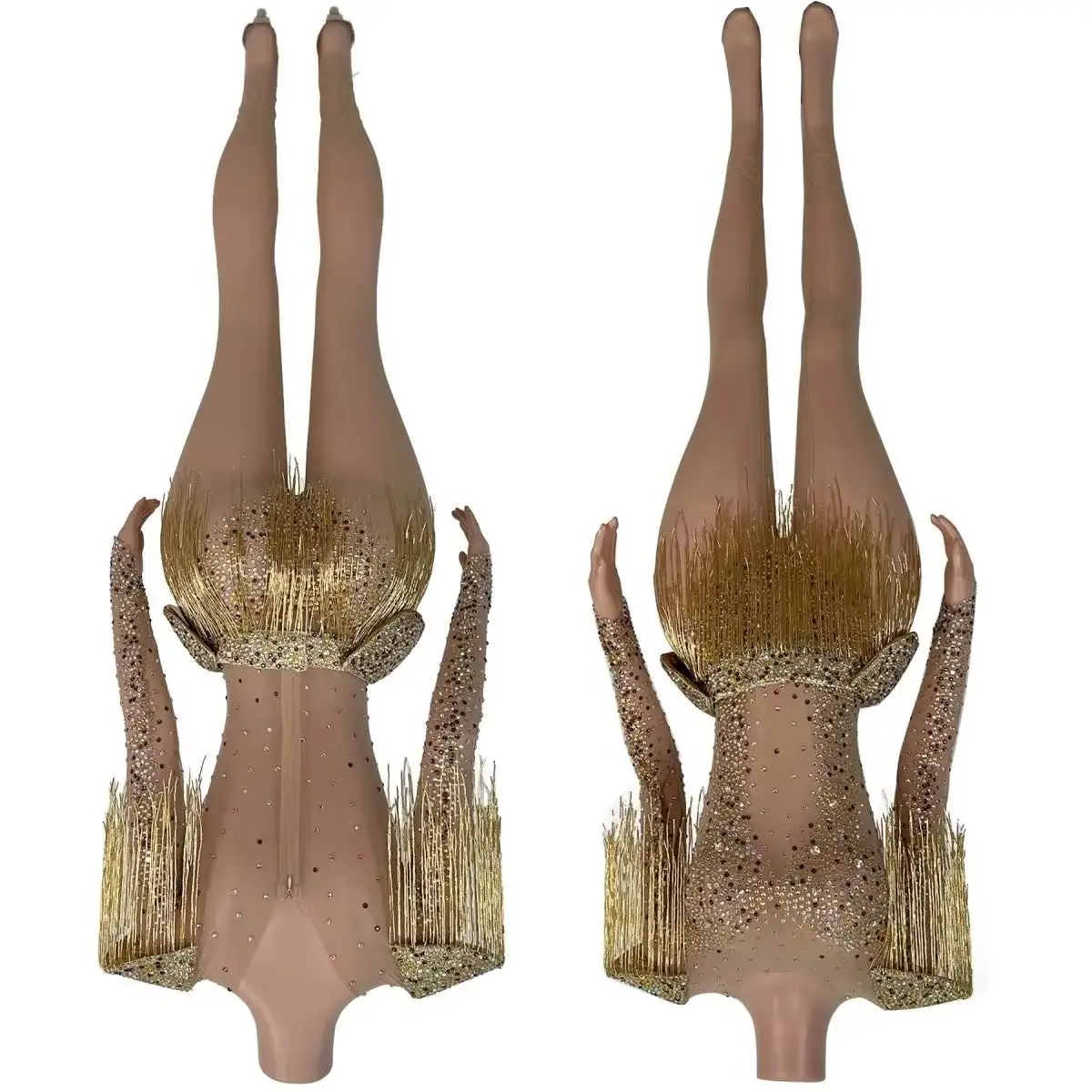 Sparkly Gold Rhinestone Tight Fitting Jumpsuit Shoulder Fringe Accent Long Sleeve Full Body Drag Queen Performer Outfit Jinboli
Sparkly Gold Rhinestone Tight Fitting Jumpsuit Shoulder Fringe Accent Long Sleeve Full Body Drag Queen Performer Outfit Jinboli