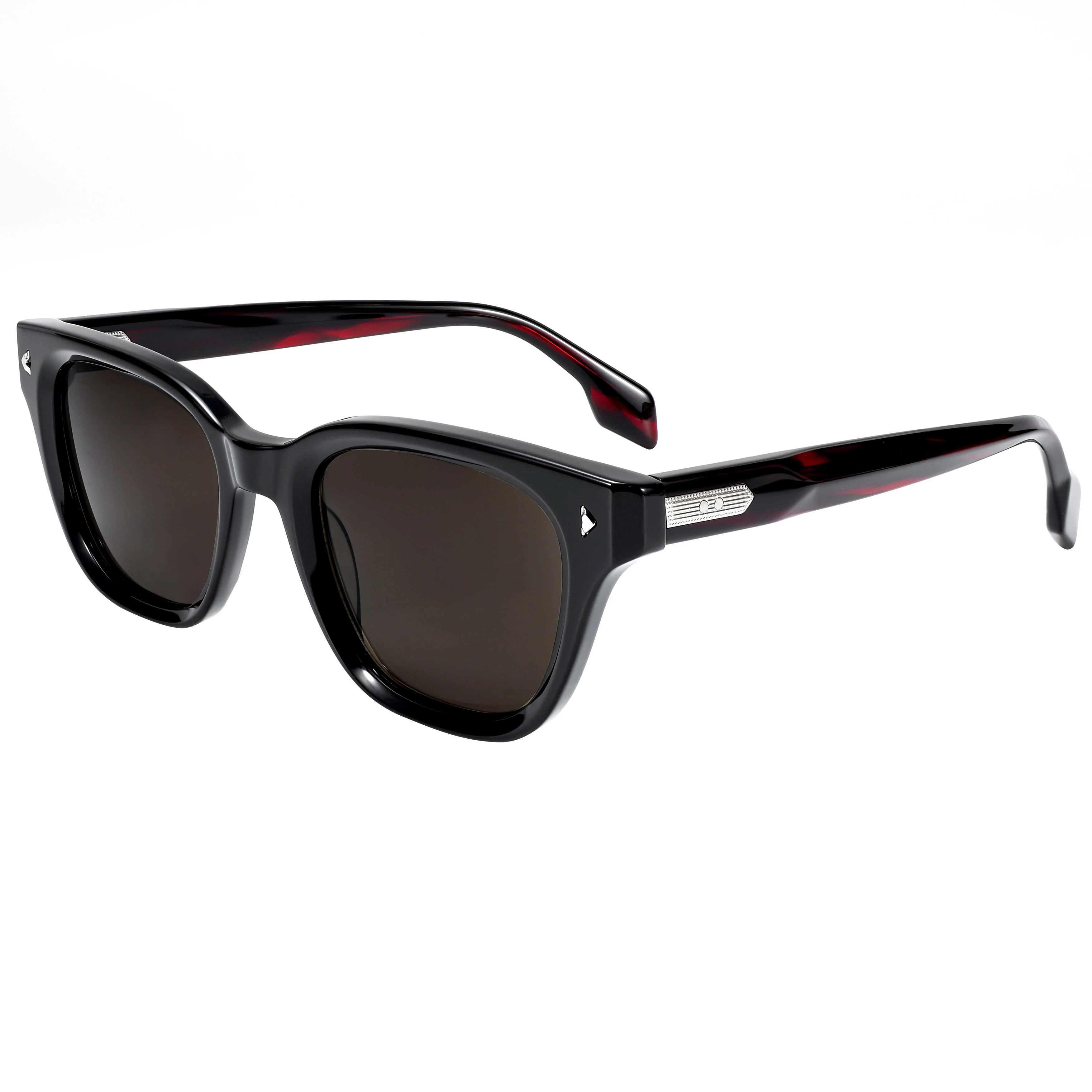 VZONE Retro Sunglasses Black Acetate Dark Red Temples UV400 Non-Polarized Rectangle Unisex Eyewear
VZONE Retro Sunglasses Black Acetate Dark Red Temples UV400 Non-Polarized Rectangle Unisex Eyewear