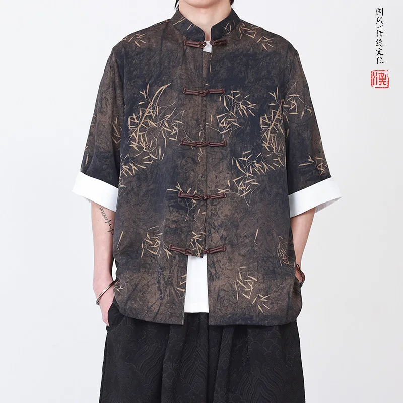 Shirts Man Summer Luxury Jacquard Bamboo leaf Short Sleeve Shirt Man Chinese-style Traditional Kung Fu Tai Chi Casual Shirt Man
Shirts Man Summer Luxury Jacquard Bamboo leaf Short Sleeve Shirt Man Chinese-style Traditional Kung Fu Tai Chi Casual Shirt Man