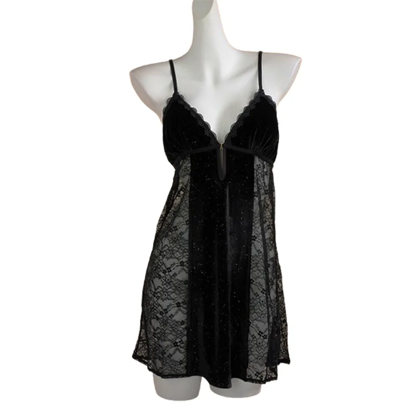 Sexy Lingerie Plus Size Velvet Lace Spliced Push Up Removable Pads Straps Babydoll Nightgown Women Homewear Set Erotic Fashion
Sexy Lingerie Plus Size Velvet Lace Spliced Push Up Removable Pads Straps Babydoll Nightgown Women Homewear Set Erotic Fashion