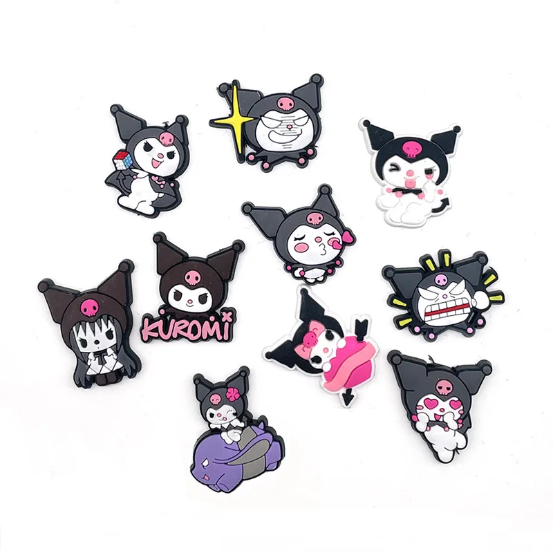 10Pcs Pack Sanrio Kuromi Series Shoe Charms for Clogs Bubble Slides Sandals PVC Shoe Decorations Buckle Accessories for Teen
10Pcs Pack Sanrio Kuromi Series Shoe Charms for Clogs Bubble Slides Sandals PVC Shoe Decorations Buckle Accessories for Teen