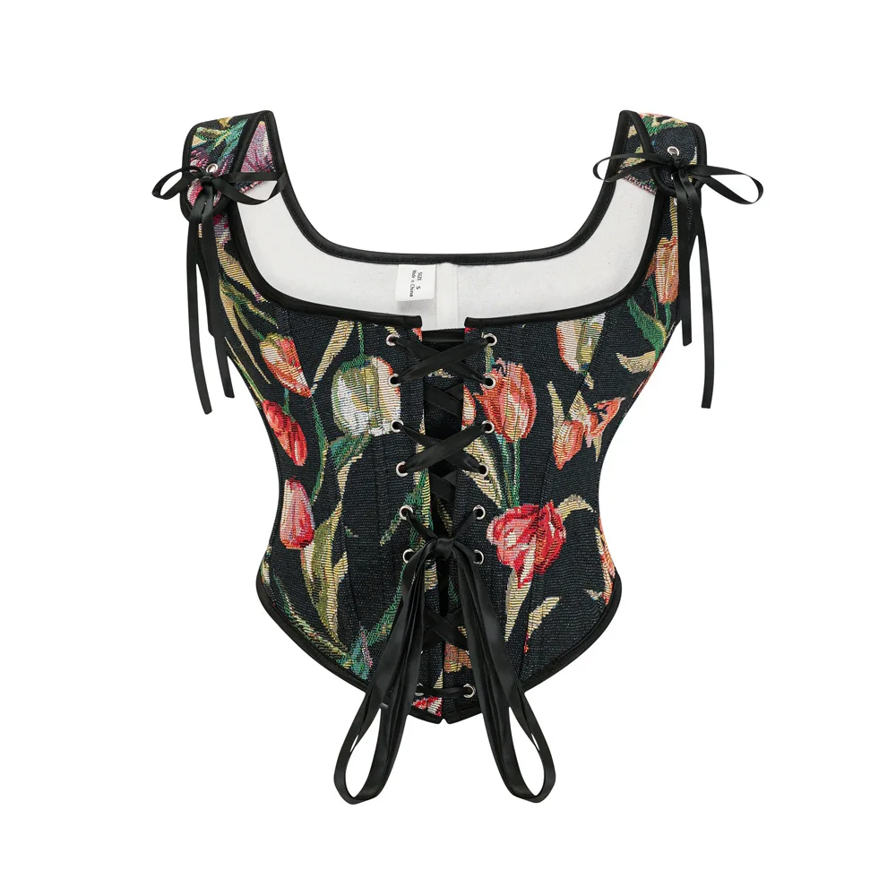 Vintage Floral Print Black Corset Crop Tops Renaissance Gothic Bustier for Women Summer Lace-up Sleeveless Zipper Corsets Vest
Vintage Floral Print Black Corset Crop Tops Renaissance Gothic Bustier for Women Summer Lace-up Sleeveless Zipper Corsets Vest