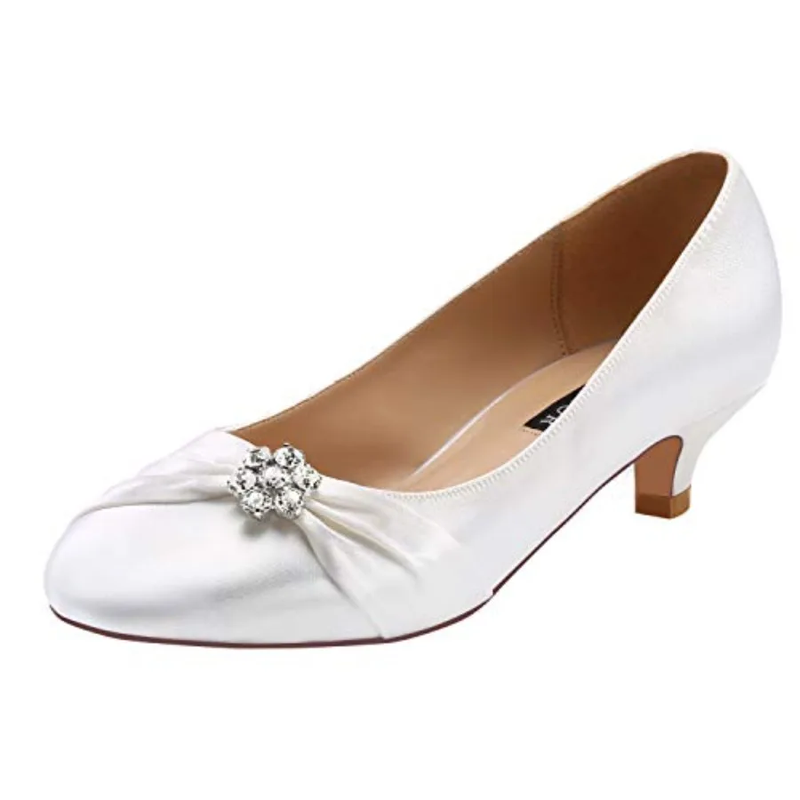 ERIJUNOR Women Closed Toe Comfort Kitten Heels Rhinestones Satin Wedding Evening Dress Shoes
ERIJUNOR Women Closed Toe Comfort Kitten Heels Rhinestones Satin Wedding Evening Dress Shoes