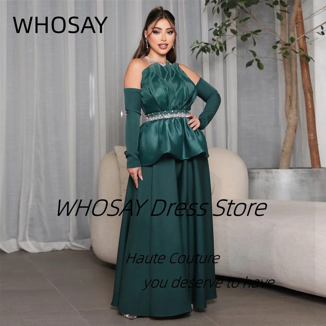 WHOSAY Prom Dresses Ruched Strapless Beaded Sash فساتين سهرة Zipper Back Long Sleeves Evening Party Gowns Customized
WHOSAY Prom Dresses Ruched Strapless Beaded Sash فساتين سهرة Zipper Back Long Sleeves Evening Party Gowns Customized