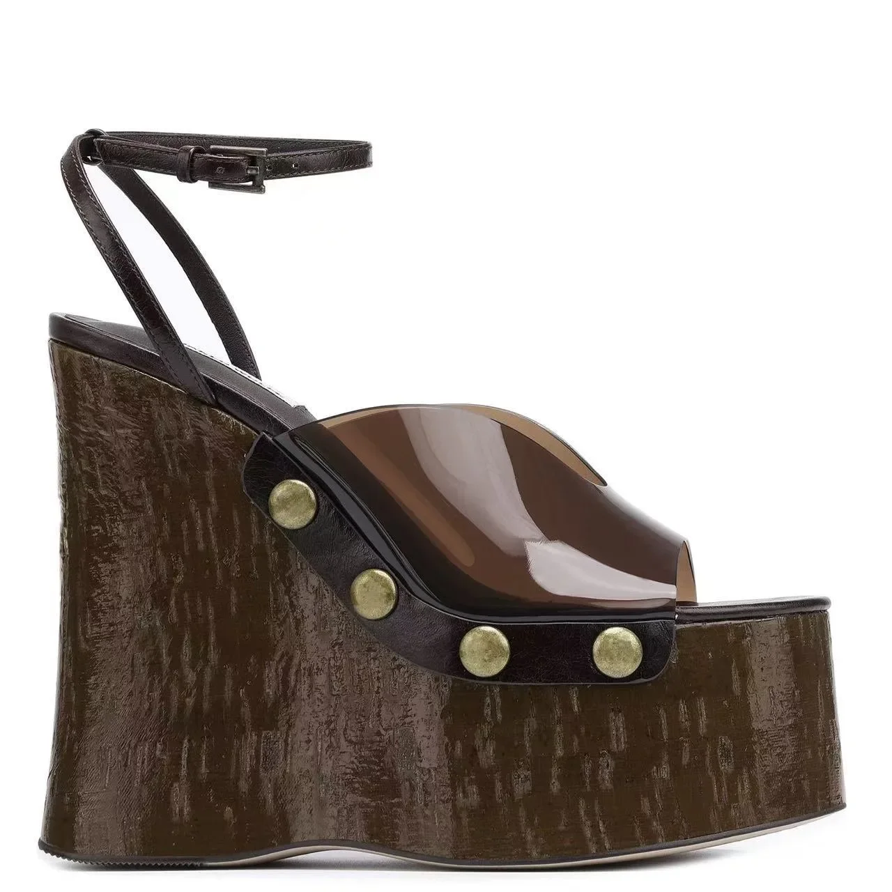 Large Rivets Embedded PVC Strap Women’s Sandals Peep Toe Wedges Super High Heels Tall Platform Sandales à Talons Heighten Shoes
Large Rivets Embedded PVC Strap Women’s Sandals Peep Toe Wedges Super High Heels Tall Platform Sandales à Talons Heighten Shoes