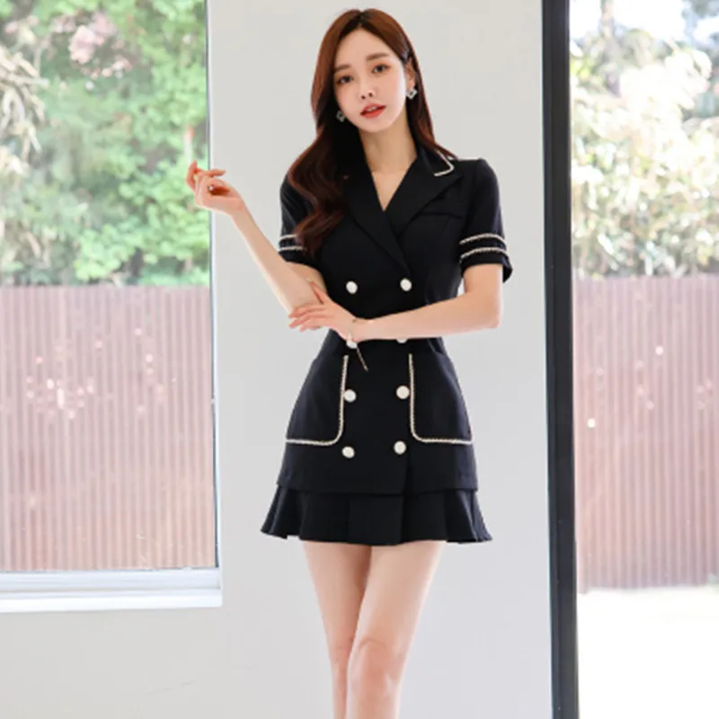 Summer New Korean Version Fashion Temperament Elegant Dress Women Short-Sleeved Double-Breasted Professional Pleated Dresses
Summer New Korean Version Fashion Temperament Elegant Dress Women Short-Sleeved Double-Breasted Professional Pleated Dresses