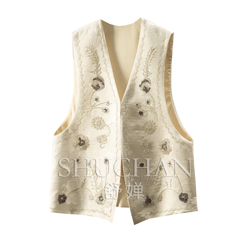 New Chinese Light Luxury Heavy Industry Exquisite Embroidery Bead Lace-up V-neck Vest Jacket Women 30A7
New Chinese Light Luxury Heavy Industry Exquisite Embroidery Bead Lace-up V-neck Vest Jacket Women 30A7