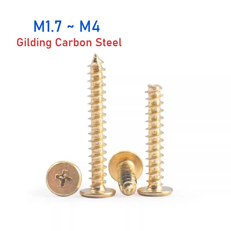 M1.7 M2 M2.3 M2.6 M3 M3.5 M4 Gilding Carbon Steel Ultrathin Cross Flat Wafer Head Self-Tapping Screw Super Low Head Mini Screws
M1.7 M2 M2.3 M2.6 M3 M3.5 M4 Gilding Carbon Steel Ultrathin Cross Flat Wafer Head Self-Tapping Screw Super Low Head Mini Screws